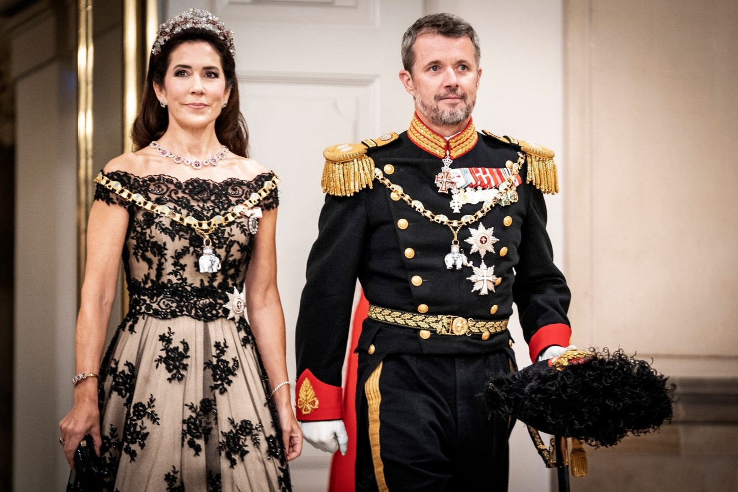 Kronprinz Frederik von Dänemark und Kronprinzessin Mary im September 2022 bei einem Galabankett in Schloss Christiansborg.