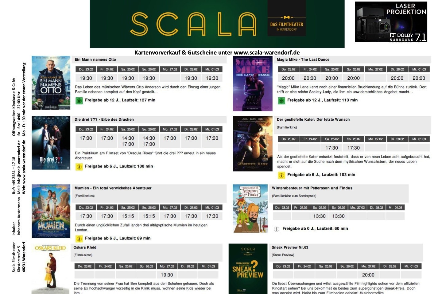 Kinoprogramm,Scala Filmtheater,Warendorf,Johannes Austermann,