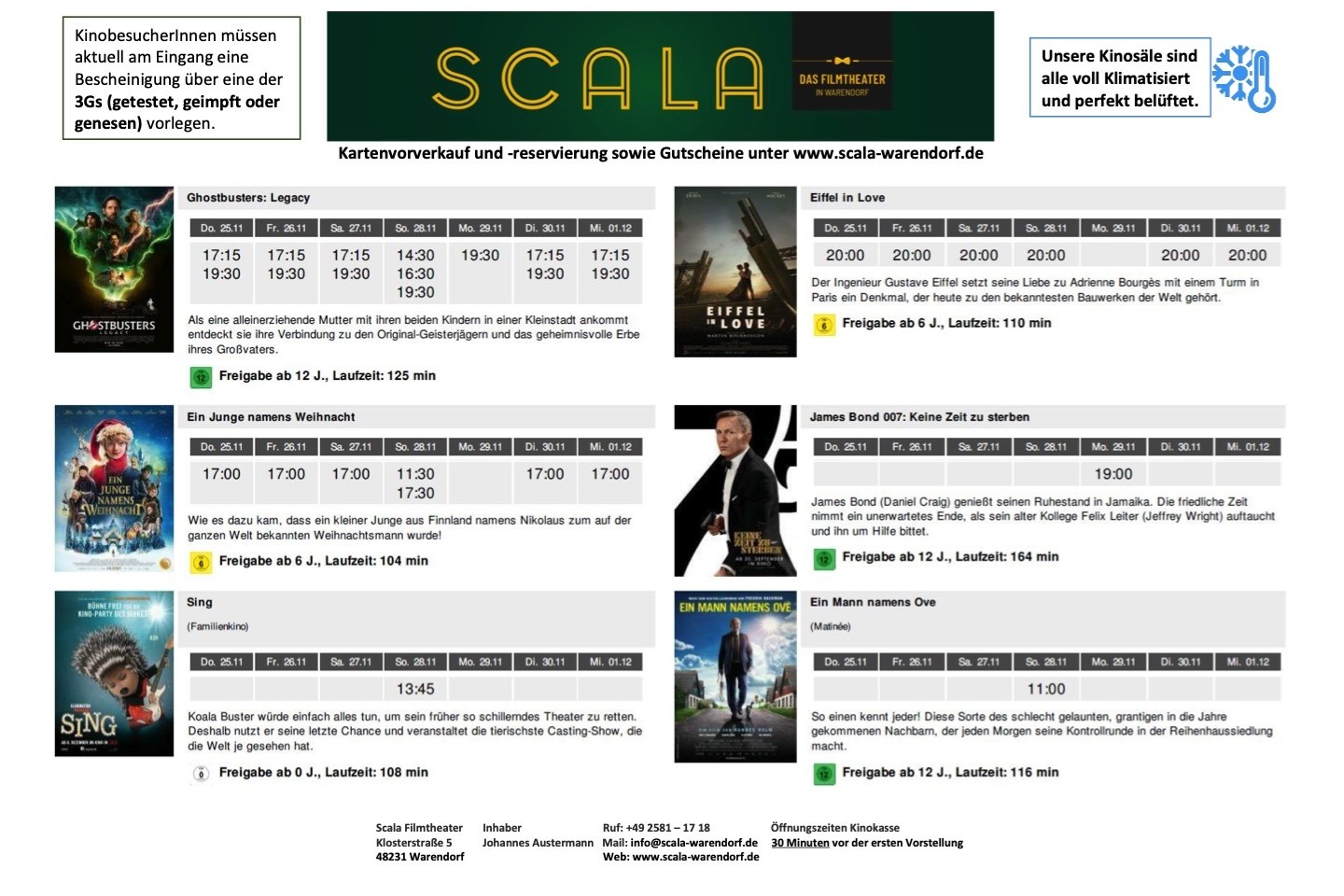 SCALA Filmtheater,Kinoprogramm,2G,Johannes Austermann,Warendorf,