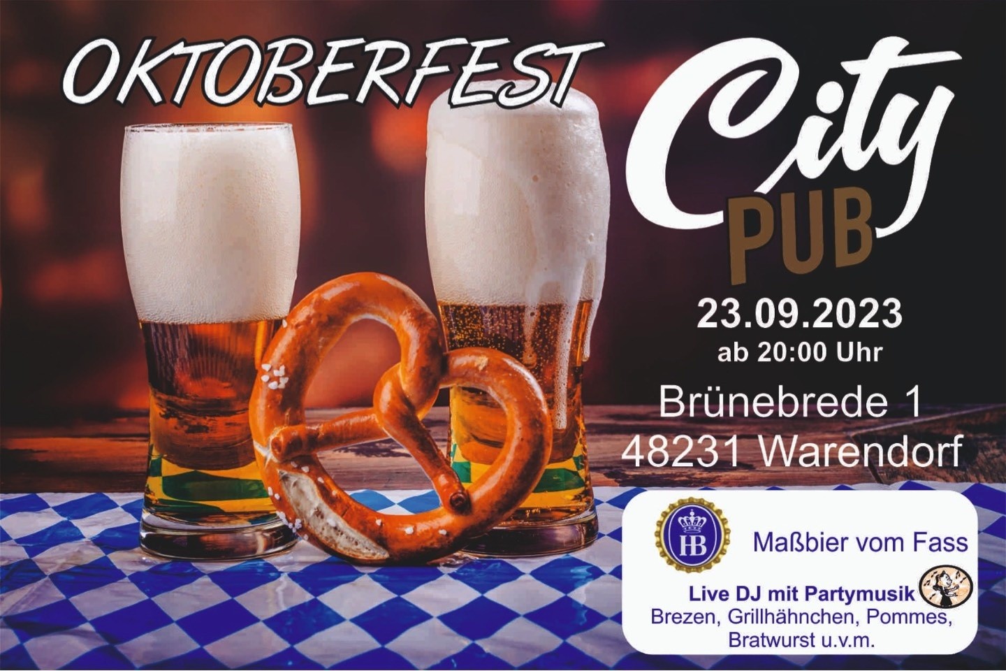 Oktoberfest,Warendorf,Oktoberfestbier,Party,DJ,Eintritt frei,City Pub,