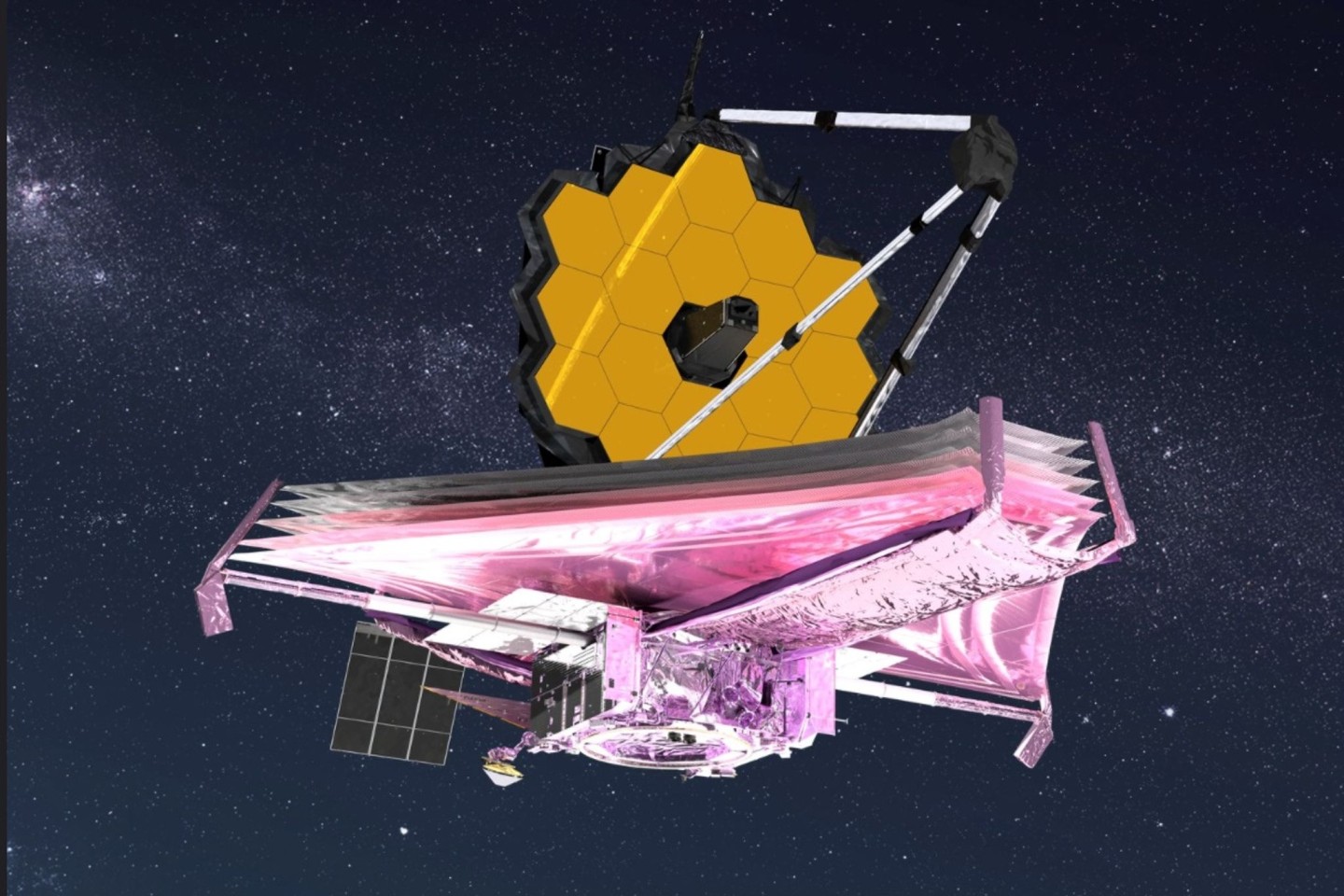 Die Computerzeichnung zeigt den Spiegel des neuen Weltraumteleskops.