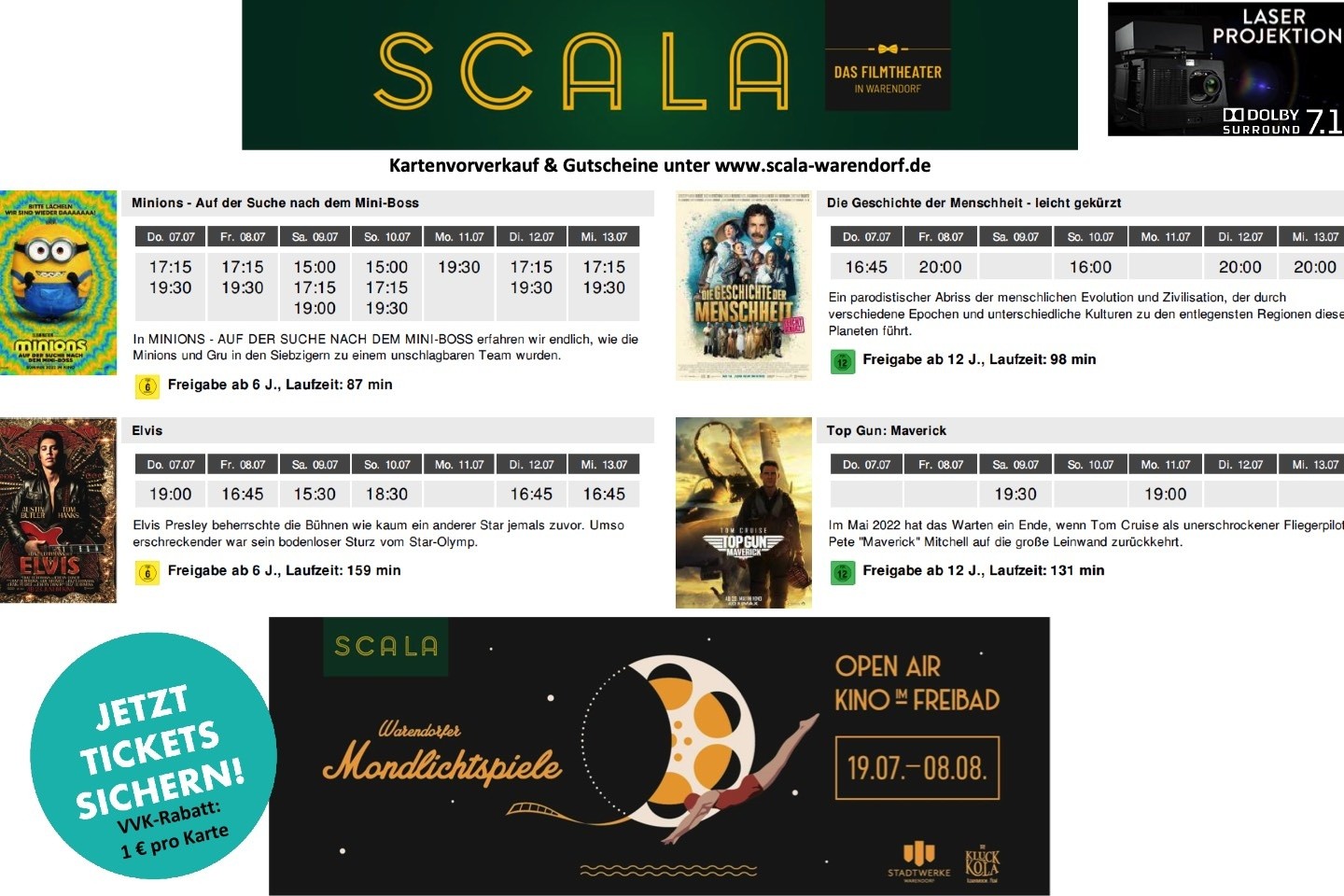 Kino,Kinoprogramm,Scala Filmtheater,Warendorf