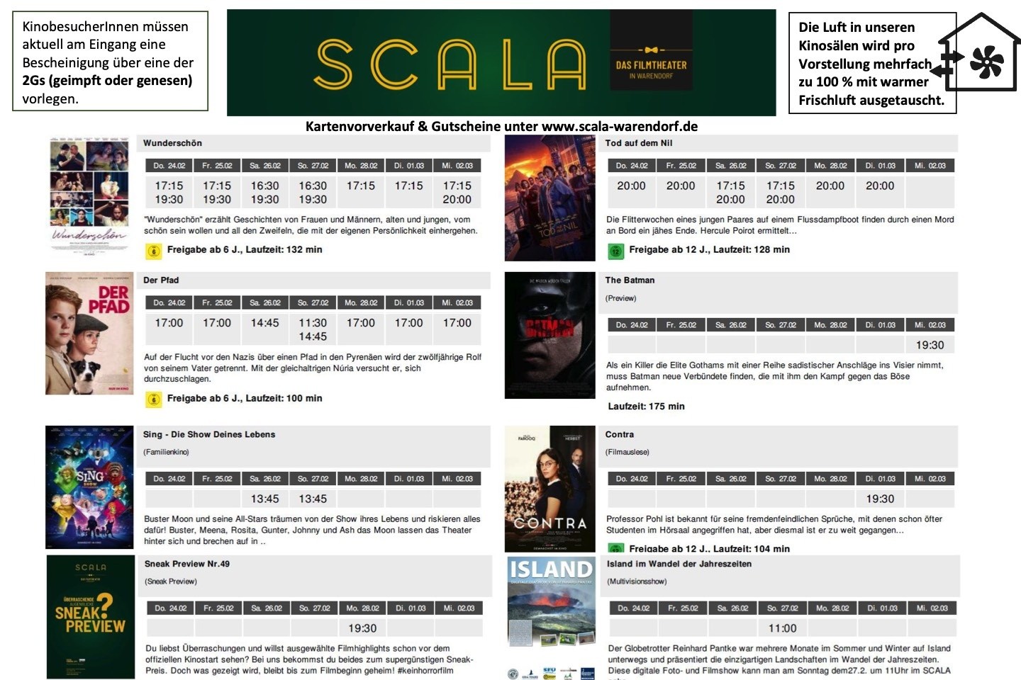 Kinoprogramm,Scala Filmtheater,Warendorf