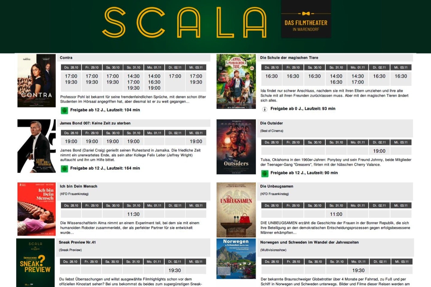 Kinoprogramm,Scala,Warendorf