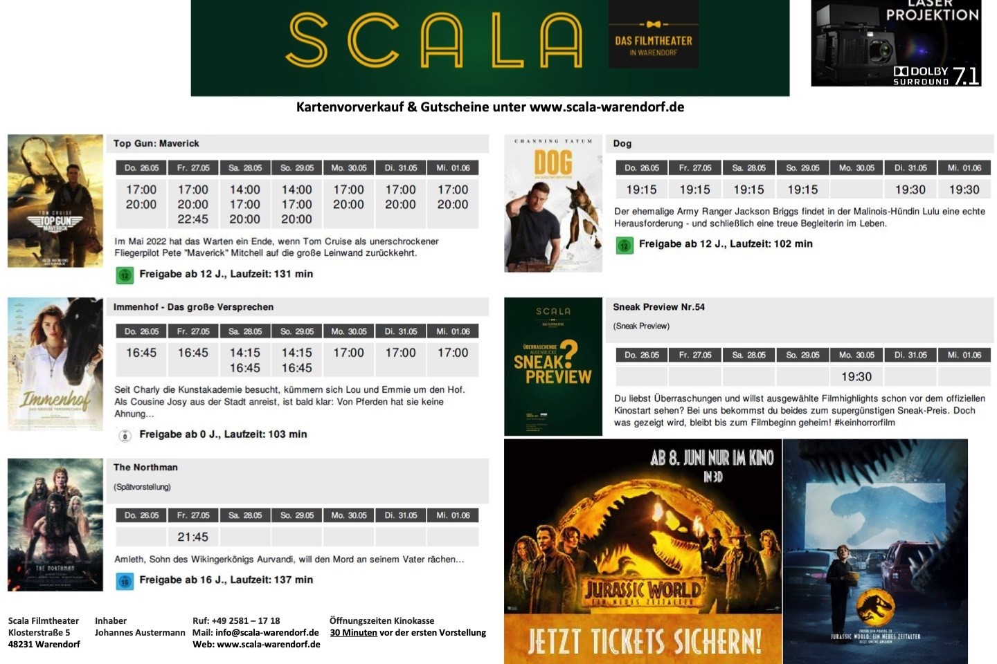 Filmtheater,Johannes Austermann,Kinoprogramm,Neuvorstellung,SCALA,Warendorf