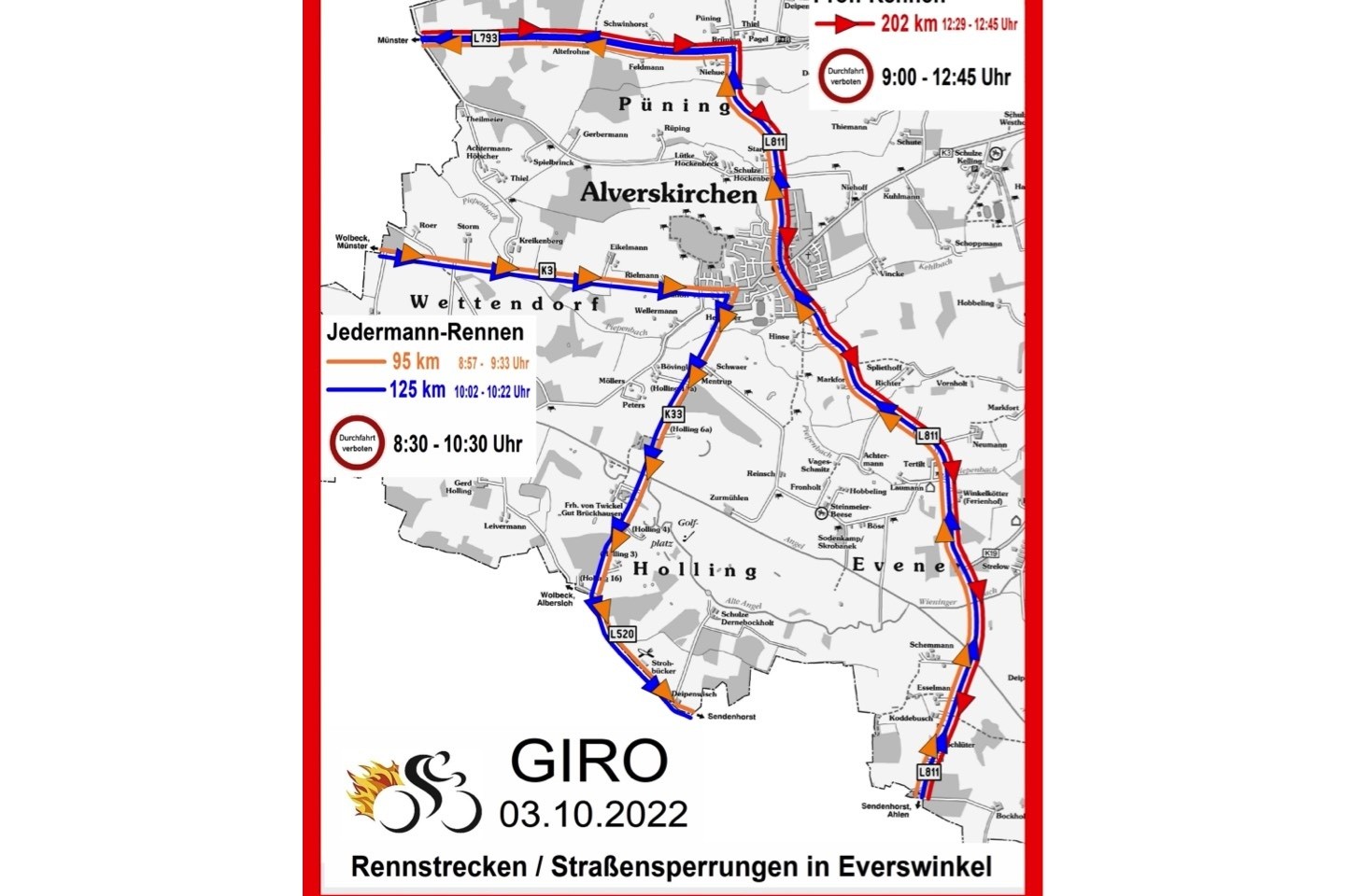 Sparkassen Münsterland Giro,Straßensperrung,Everswinkel,Alverskirchen,Radrennen,