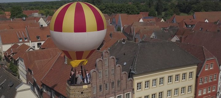 Warendorfer fliegen über ihre Altstadt